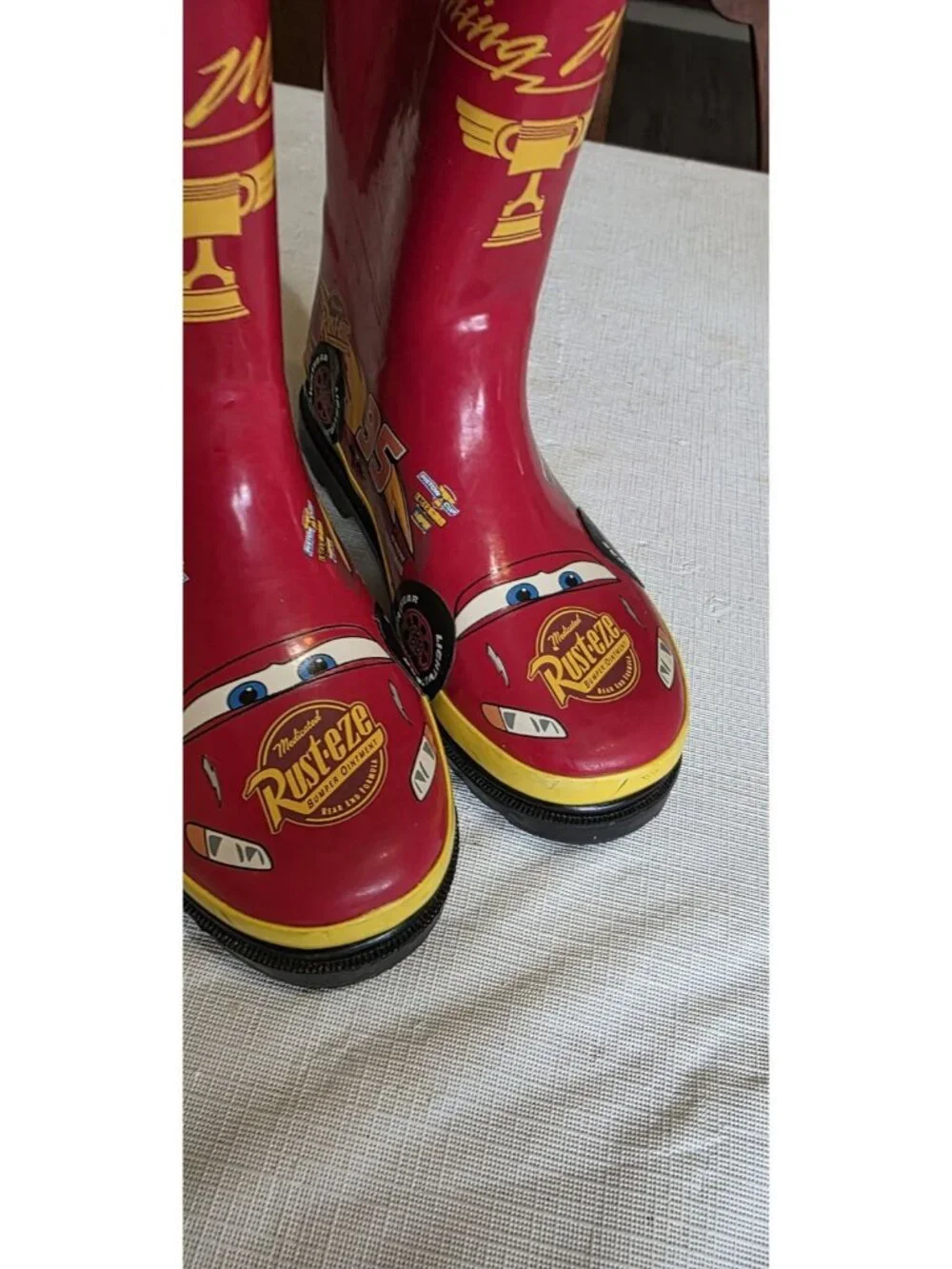 Disney Pixar Cars Lightning Mcqueen Red Rain Boots Sz US 13 Kids Unisex